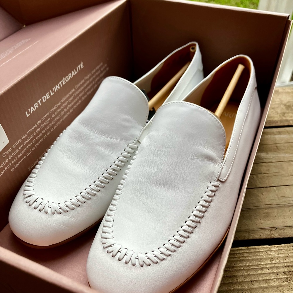 White Leather Loafers Franco Sarto size 9